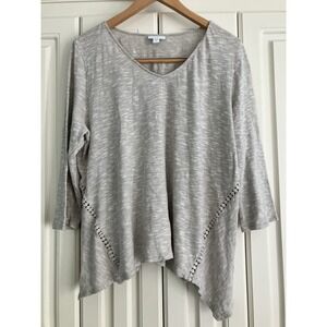 J. Jill Cream Linen V Neck Tunic Top Size XL Bohemian